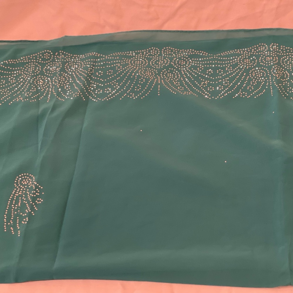 Orange and light green Romantic chiffon scarf with Rhinestone Shawl - Picture 14 of 16